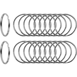 2 Inch Flat Key Rings - Large Split Key Rings - Silver Steel Round Edged Circular Keychain Ring Clips - Sturdy Key Chain Ring Connector (Pack of 20)