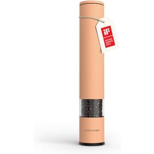 LARS NYSM Salt Pepper Mill Manual with adjustable ceramic grinder from coarse to fine I Design Spice Mill (Creamy Peach)