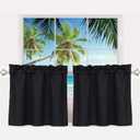 Pickluc 24 Inch Long Tier Curtains for Small Window Treatment, Short Blackout Curtain with Rod Pocket - Half Window Curtains for Kitchen, Cabinet, Basement, Camper, 2 Panels, Black, 30 Inches Wide
