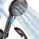Cobbe High Pressure Shower Head with Built-in Pause Button, 9-Function Detachable Showerhead with Handheld Brass Swivel Bracket & Stainless Steel Hose, Water Saving 1-Click Stop, Oil Rubbed Bronze