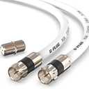 15FT G-PLUG RG6 Coaxial Cable Connectors Set – High-Speed Internet, Broadband and Digital TV Aerial, Satellite Sky Cable Extension – Weather-Sealed Double Rubber O-Ring and Compression Connector White