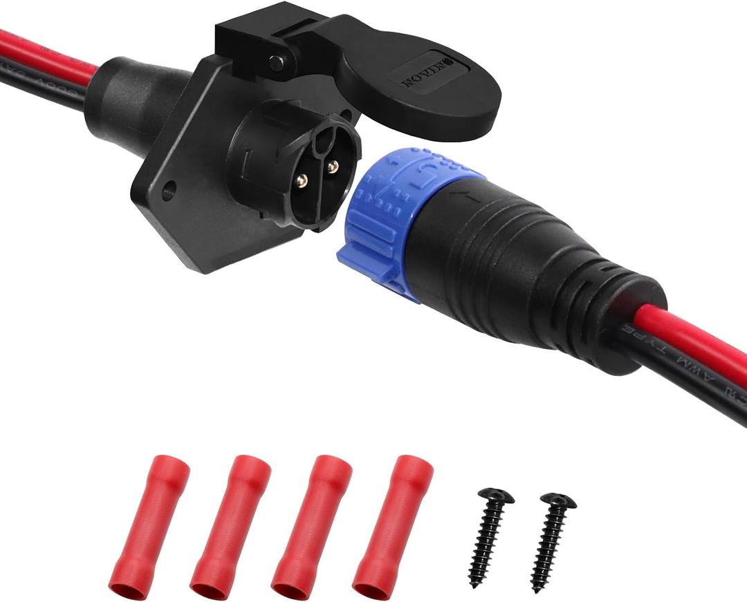 Trolling Motor Plug and Receptacle,12V/24V/36V/48V 2-Wire 8 Gauge 50A Trolling Motor Plug for Minn Kota Marine Boat,Male & Female Waterproof Quick Connect
