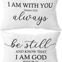 I am with You Always Matthew 28:20 Decorative Throw Pillow Covers, Scripture Bible Verses Pillow Cases Cushion for Bedroom Living,Christian Gifts for Women Faith Girls Boys, 12x20 Inch Set of 2