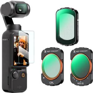 K&F Concept Magnetic Effect & ND & CPL Filter Set Compatible with DJI Osmo Pocket 3, 3 Pack CPL Black Diffusion 1/4 ND2-32 Filters Accessories, HD Optical Glass/Multi-Coated