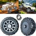 2Pack 33CM/13'' PU Solid Rubber Tire for Power Wheels Ride on Car ﻿Alligator Tires Wheels Upgrade,13in Wheels 1.2CM/0.47in Aperture Front/Rear Wheel for Car/SUV/UTV/ATV/Motorcycle Replacement Parts