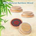 Beeveer 8 Pcs Mason Jar Lids for Regular Mouth Bamboo Mandala Decorative Storage Yogurt Jar Lids 2.76 Inch with Airtight Silicone Sealing Rings Reusable for Round Canning