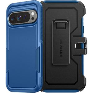 FNTCASE for Google Pixel 9-Pro-XL Case: Dual Layer Heavy Duty Protective Cell Phone Cover with Belt-Clip Holster | Military Grade Drop Shockproof Protection Non Slip Phonecase (Blue)