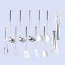 Stainless Steel Kitchen Utensils 12 Pcs, Small Cooking Utensils Set,Spatulas,Ladle,Skimmer,Tunners,Serving Spoon,Spaghetti Spoon,Fork,Potato Masher,Egg Whisk,Tongs,Dishwasher Safe