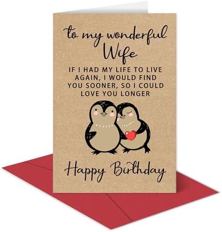 SET OF 3, Romantic Birthday Card for Wife, Sweet Card for Wife Birthday, Birthday Gift for Her, If I Had My Life To Live Again, I Would Find You Sooner, So I Could Love You Longer