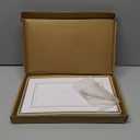 6 Sets Plastic Serving Trays with Serving Tongs, White & Gold Rim Disposable Plastic Serving Platters for Food Fruit Dessert Tea Party Wedding