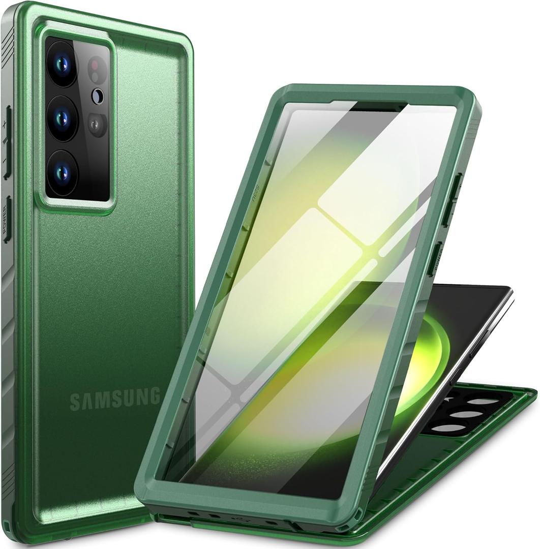 Cozycase for Samsung Galaxy S23 Ultra Waterproof Case - 360 Heavy Duty Full Body Protection/Shockproof/Dustproof/Front and Back/IP68/S 23 Ultra Protective Case with Screen/Camera Protector Slim Green