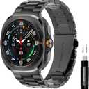 GOLDTOLUCK Compatible with Samsung Galaxy Watch 7 Band Ultra 47mm (2024) Men Women Milanese Mesh Magnetic Classy Elegant Casual Business Metal Stainless Steel (Galaxy Ultra 47mm, Black)
