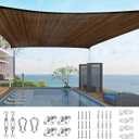 Quictent 20x16ft Rectangular Sun Shade Sail 185G HDPE Canopy 98% UV Block Outdoor Patio Garden Commercial Deck with Hardware Kit (Brown)