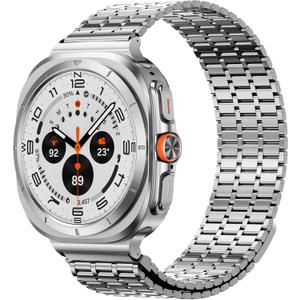 LETOID Magnetic Metal Band Design for Samsung Galaxy Watch Ultra 47mm, Watch 7/6/5/4 44/40mm, Watch 6 Classic 47/43mm, 5 Pro 45mm, 4 Classic 46/42mm, Men Stainless Steel Replacement Strap