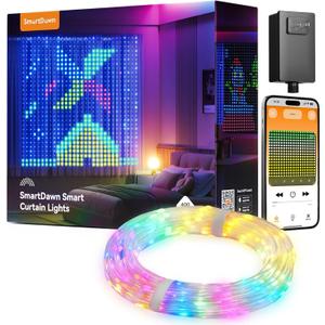 400 RGBIC LEDs Smart Curtain Lights with DIY GIF, 6.6x6.6ft Color Changing Holiday Wall Lights with APP, IP65 Waterproof Christmas String Fairy Lights for Indoor Outdoor Bedroom Window