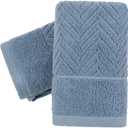 YiLUOMO Blue Hand Towel Set of 2 100% Cotton Terry Striped Pattern Ultra Soft Absorbent Hand Towel for Bathroom Summer Decorative13 X 29"
