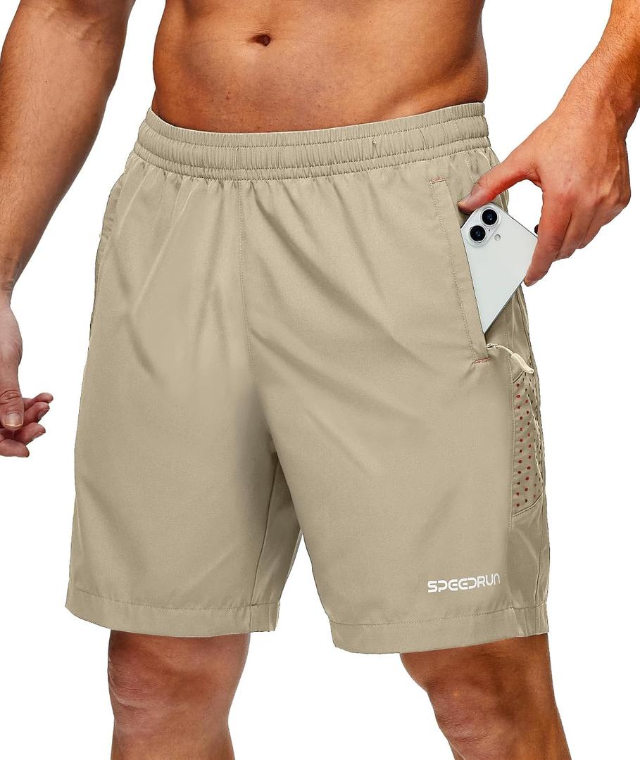 ZITY Men's Running Athletic Shorts with Zipper Pockets 7" Lightweight Moisture Wicking Sports Gym Basketball Hiking Workout, Size 3XL