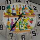 CHGCRAFT Various Drinks Wall Clock 12 Inch Fruits Clock Battery Operated Silent Non Ticking Light Colored Wooden Boards Round Decorative Clocks for Home Office Decoration