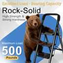 3 Step Ladder Folding Step Stool with Handrail | 500LBS Capacity Sturdy Carbon Steel Frame Anti-Slip Pedal & Feet Portable for Home Kitchen Garage Bathroom (black-3step)