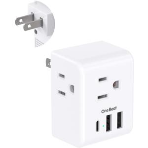 US to Japan Plug Adapter - One Beat Japan Power Travel Adapter with 3 Outlets 3 USB Ports(2 USB C), 2 Prong to 3 Prong Outlet Adapter, Type A Plug Adapter for USA to Japanese Philippines China Canada