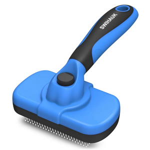 Swihauk Self Cleaning Slicker Brush - Skin Friendly Deshedding Grooming Tool for Dogs & Cats, Suitable for Shedding & Haired Pets, with Pet Supplies Accessories, Blue
