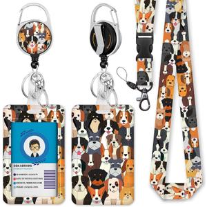 Immaturus Puppy Dogs Lanyards for Id Badges, Cute ID Badge Holder with Breakaway Lanyard, Lanyards for Women with Badge Reel Retractable Heavy Duty, Animal ID Card Holder Teacher Doctor Office Gift