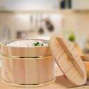 Wooden Rice Bucket with Lid 7.87 Inch Steamed Rice Storage Container Sushi Mixing Tub with Handle for Home Kitchen Restaurant