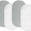 Baby Bassinet Sheets 4 Pack Compatible with 4moms Mamaroo, Regalo, and Chicco Close to You Baby Bassinet, Ultra Soft & Skin-Friendly, Grey