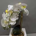 Large White Orchids Artificial Flowers with Gold Pot, 17"