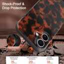 Wlxee Phone Case for iPhone 16 Case Lightweight Tortoiseshell TPU Slim Phone Cover for Women Girls Grily Brown Shockproof Phone Cover for iPhone 16, Tortoise Print