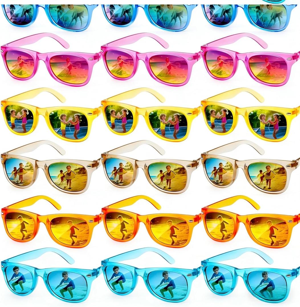 18 Pack Kids Sunglasses Bulk Party Favors, Neon Sunglasses with UV400 Protection for Kids Age 3-8,Great Gift for Birthday ，Graduation Party Supplies Party, Beach, Pool，Boys Girls Goody Bag Stuffers