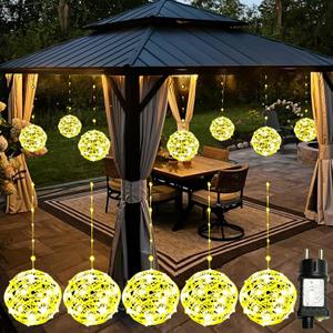 5 Pack 200Led Christmas Ball Lights for Tree Outdoor, 8 Modes 7.87in Globe String Lights Waterproof, Sphere Fairy Lights Outside for Window House Garden Yard Porch Indoor Decorations, Warm White