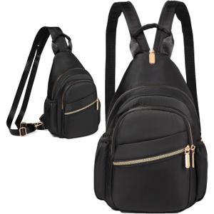 Small Crossbody Sling Bag for Women, Mini Backpack Sling Backpack Convertible, Chest Bag for Hiking Daypack (Black)