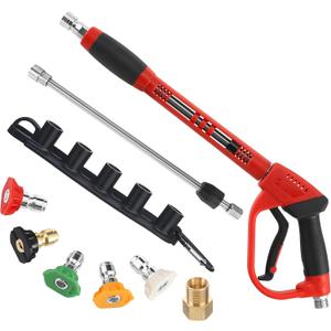 Tool Daily Deluxe Pressure Washer Gun, Replacement Wand Extension, 40 Inch
5 Spray Nozzle Tips with Holder, M22 Fittings, 5000 PSI, Not Compatible with GardenHose