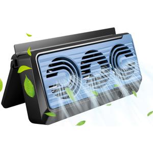 Car Solar Powered Exhaust Fan - 180 Vehicle Ventilation Fan with Three Air Outlet (Black-Blue)