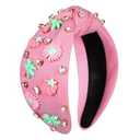 Seashell Headband Summer Headbands for Women Ocean Fish Puka Shell Headband White Blue Crystal Rhinestone Jeweled Knotted Hairband Summer Beach Wedding Hair Accessories Gifts (Pattern A)