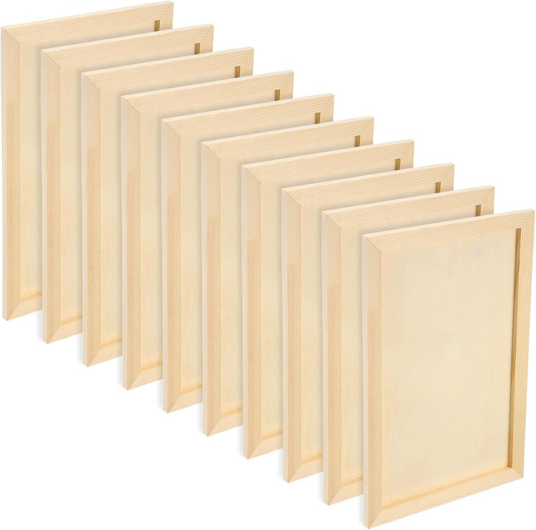Wood Canvas Boards Unfinished Wooden Panel Boards Paint Pouring Panels for Painting Drawing Home Decor(10 Pieces,12 x 8 x 0.4 Inches)