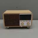 Retro Bluetooth Speaker Clock Radio with Fabric Grille&Wood Finish,Vintage FM Radio with Dual Alarm,Dimmable LED Display for Bedroom Nightstand,Office Desk,Loud Sound,Rechargeable,Knob Control ,TF&AUX