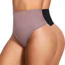 Eleady Thong Shapewear Tummy Control - 2 Piece Mid-Waist Compression Underwear Women Seamless Butt Lifting Panties (Small, Black+purple)