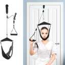 Fanwer Upgraded Neck Stretcher Cervical Neck Traction Device,Double Ratchet Neck Tension Relief Portable Over The Door Device,for Physical Therapy,Neck Pain Relief, Vertebrae Disk Herniation,Black