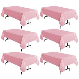 sancua 6 Pack Pink Tablecloth 60 x 102 Inch, Rectangle Table Cloth for 6 Feet Table - Stain and Wrinkle Resistant Washable Polyester Table Cover for Dining Tables, Buffet Parties and Camping