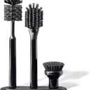 Ionic Brush Set, Magnetized to Stand Upright, Stainless Steel with Replaceable Heads, Onyx/Black