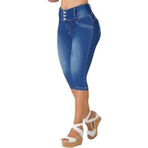 Skinny Jeans for Women Butt Lifting Capri Jeans Stretchy Three - Button Design Trouser Skin Friendly Comfortable Fit, L