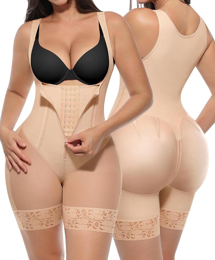 SHAPELLX Fajas Tummy Control Shapewear Open Bust Butt Lift Shaper Bodysuit, XL