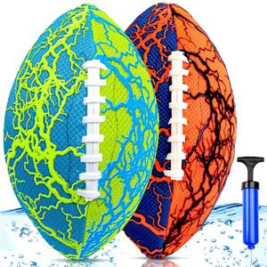 Jasonwell Pool Beach Water Football - 2 Pack Waterproof Football Strong Grip Fun Pool Toys Games for Swimming Pools Beach Lake Park Backyard Outdoor Play for Kids Children Teens Adults Family (Orange&green)
