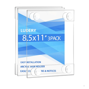 Acrylic Window Sign Holder 8.5 x 11 with 4 Suction Cups,Clear Acrylic Frames Glass Window Wall Mount,Advertising Signage Sign Holder for Mall, Office, Home, Store, Restaurant (3 Pack)Amazon's Choice