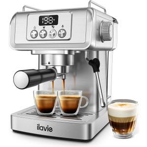 Espresso Machine 20 Bar, Professional Espresso Maker Cappuccino Machine with Steam Milk Frother, Stainless Steel Espresso Coffee Machine with 61oz Removable Water Tank, for Home Office Dad Mom