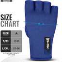 WYOX Hand Wraps Inner Gloves for Kickboxing, Hand Protection for Punching Bag Boxing Glove Liners, Muay Thai, Speed Bag Gloves, Wrist Wrap Training Gloves for Under Mitts & Elasticated (L/XL (22-26cm), Blue)