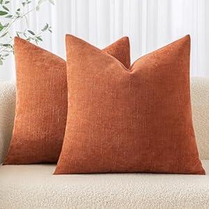 MIULEE Pack of 2 Decorative Throw Pillow Covers Soft Chenille Throw Pillows Solid Textured Euro Cushion Covers for Couch Sofa Bedroom Living Room 22x22 Inch
