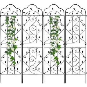 hogardeck 4 Packs 72 * 18 inch Metal Garden Trellis for Climbing Plants Outdoor,Heavy Duty,Black Coating Rustproof Trellis for Rose, Vegetable, Flowers, Expandable,Perfect for Training Climbing Plants